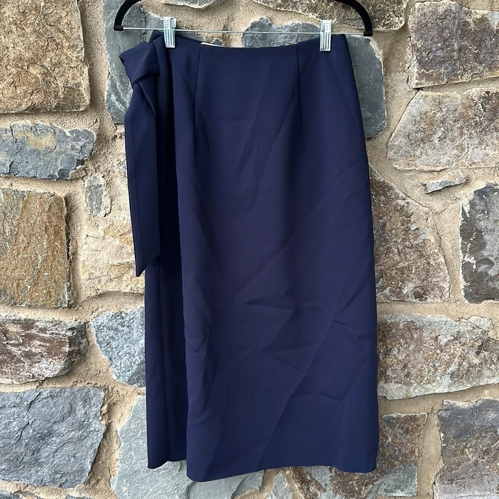 Ted Baker London Teea Eyelet Wrap Midi Pencil Skirt in Navy Blue Size 1/US 4